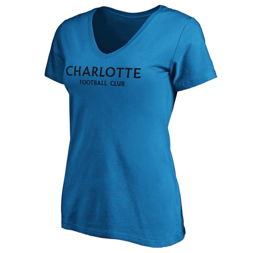 Fanatics Charlotte FC Football Club MLS Women's Blue V-Neck T-Shirt Size Medium